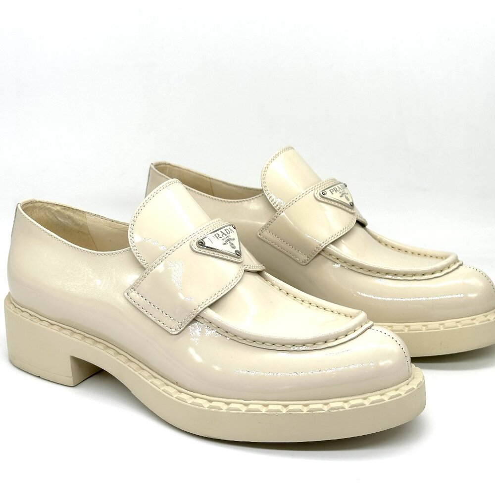 PRADA Triangle Logo Patent Leather Platform Loafers Drivers Flat Shoes - Picture 9 of 16